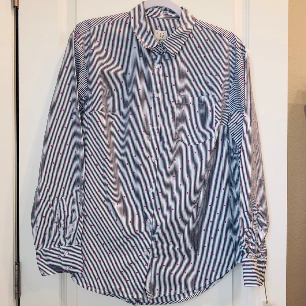 NWT | a new day | Blue/white striped cotton blouse